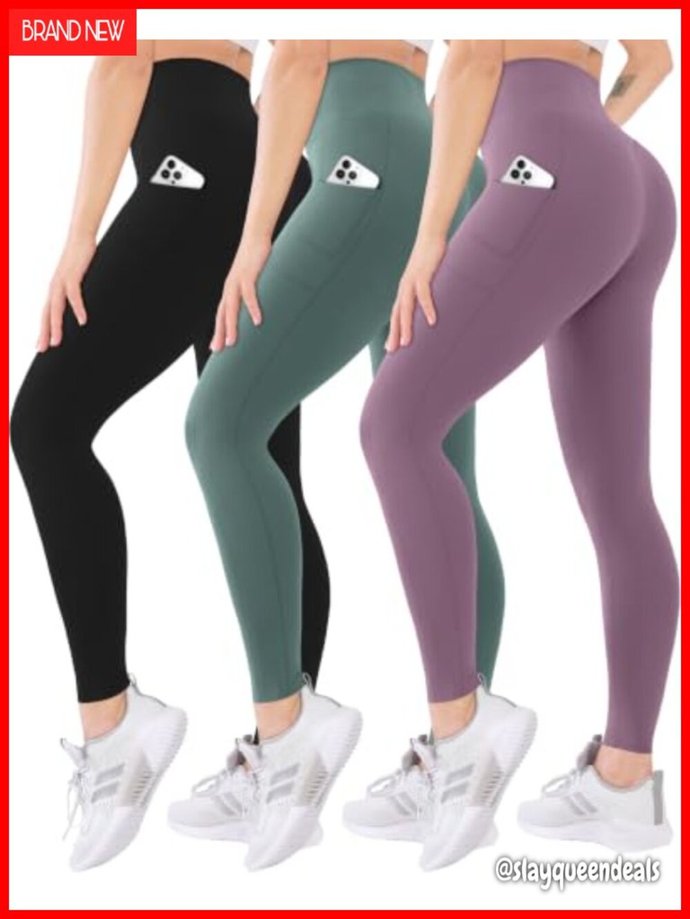 3 Pack High Waisted Leggings with Pockets for Women Soft Tummy Control Yoga